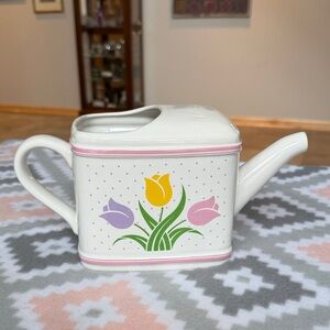 Vintage Ceramic Floral Watering Can with Tulip Design Teleflora
